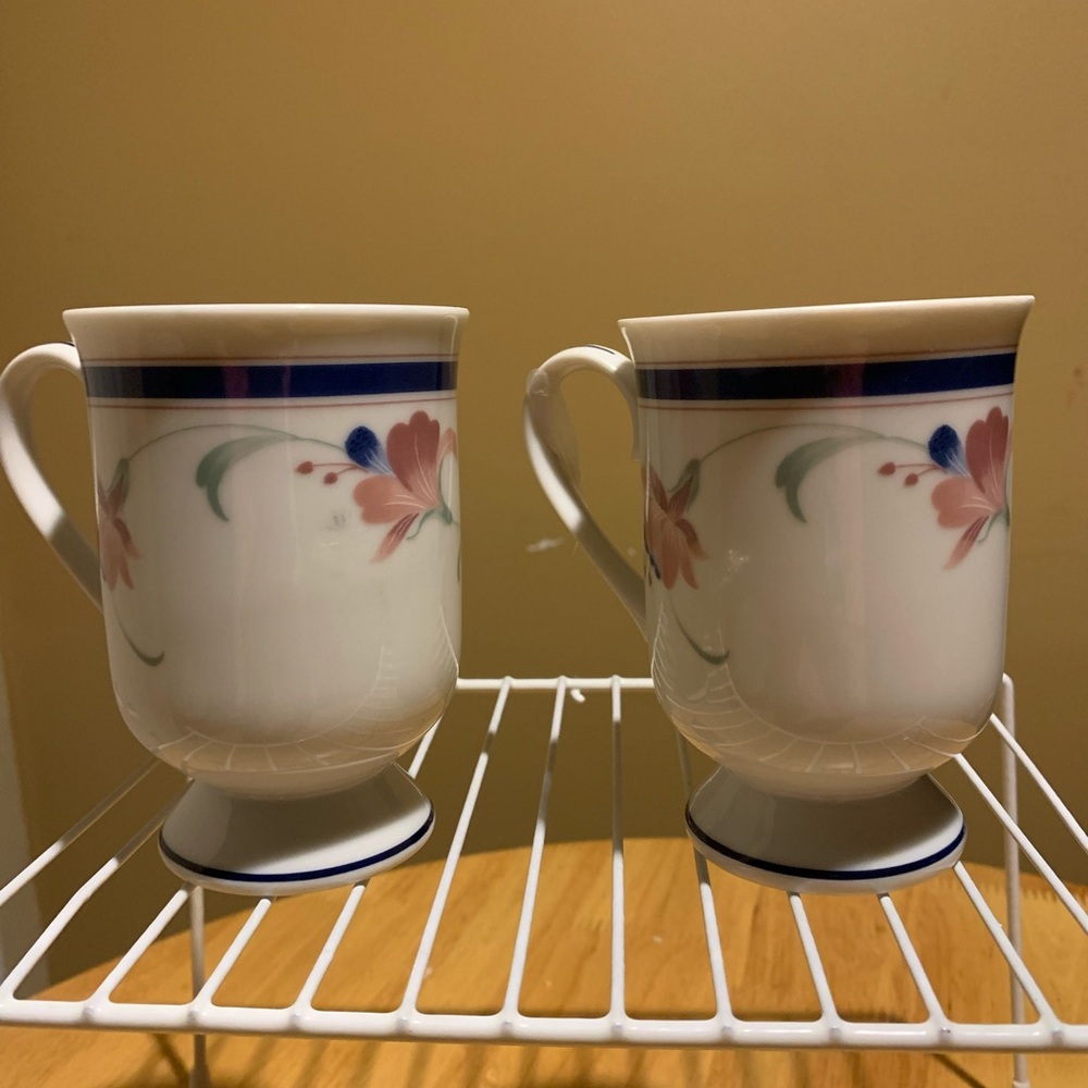 2 Footed Princess House Fine Porcelain Coffee Cups